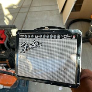 Fender Deluxe Reverb Amp in Black and Silver lunch box
